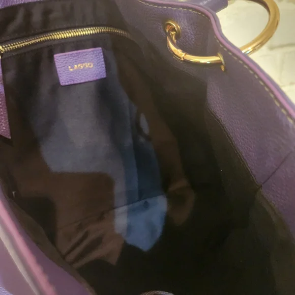 Laggo NWOT Large Purple Leather Julia Shoulder Hobo Purse - Picture 12 of 13